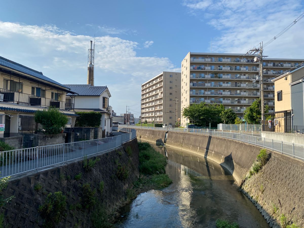夏の日本の住宅街と青空（通勤・外出シーン）